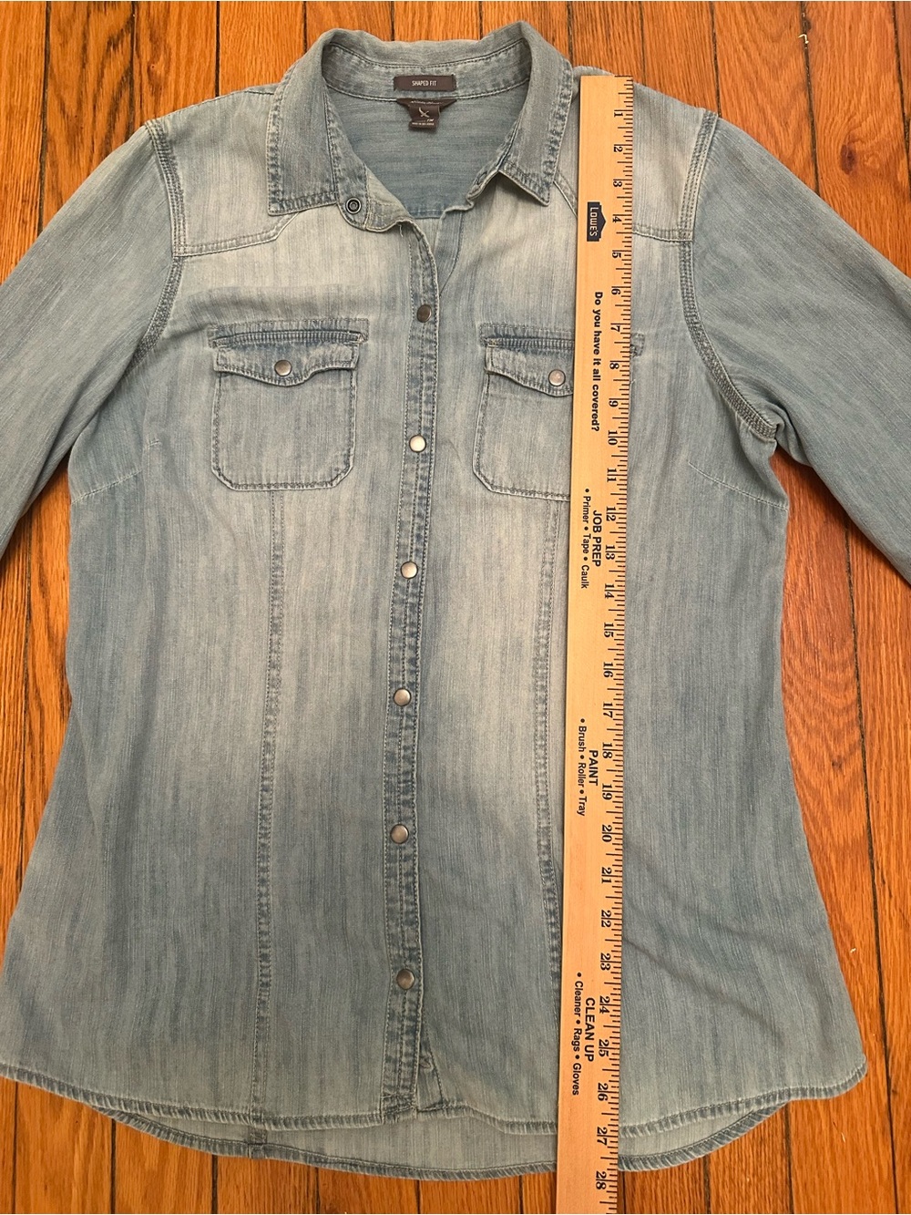 Eddie Bauer Shaped Fit Chambray Snap Button Shirt Women's Medium Tall Weste 1155 - Picture 4 of 9